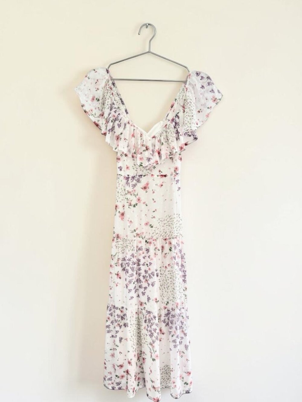 Altar'd State White Floral Clip Dot Maxi Dress XS Summer Dress Coquette Dress